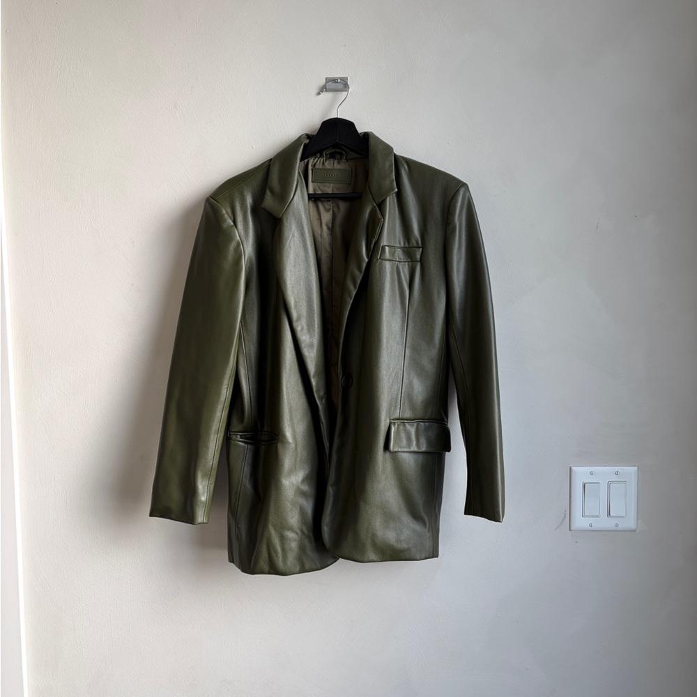 Blank NYC Olive Green Leather Blazer Jacket